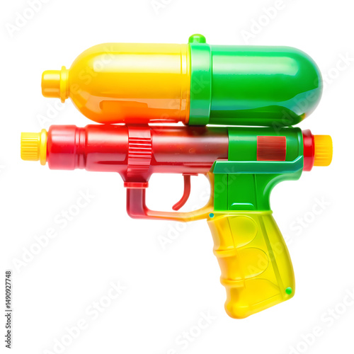 Fun Summer Water Gun Toy Colorful DoubleTank Water Blaster isolated on transparent background