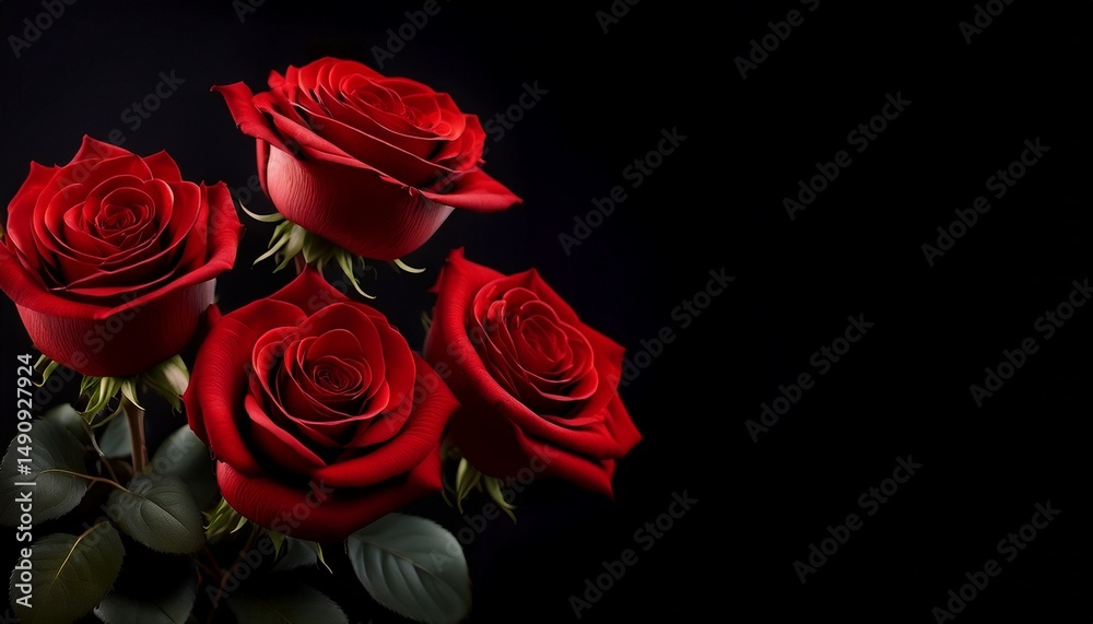 Obraz premium red roses on black