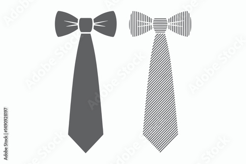 Simple Bow Tie and Necktie Icons Set for Fashion Design