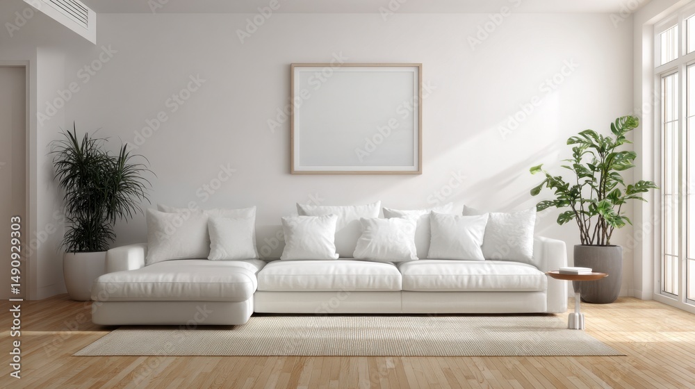 Fototapeta premium Modern living room interior design mockup