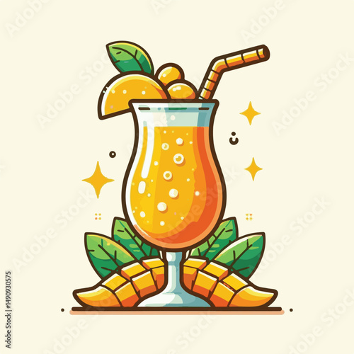 fizz, beverage, fresh, drink, mango, cocktail, orange, juice, liquid, ice, soda, sweet, fruit, refreshment, glass, cold, alcohol, lemonade, healthy, refreshing, food, summer, bar, party, mint, tropica