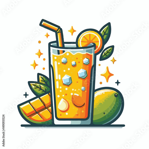 fizz, beverage, fresh, drink, mango, cocktail, orange, juice, liquid, ice, soda, sweet, fruit, refreshment, glass, cold, alcohol, lemonade, healthy, refreshing, food, summer, bar, party, mint, tropica