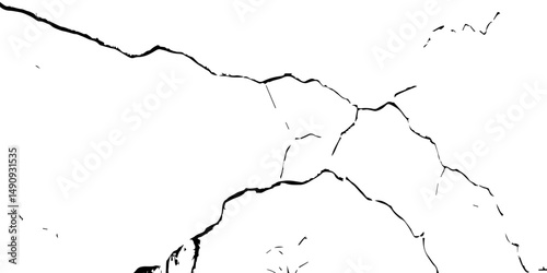  crack concrete white wall or Cement wall background.Surface cracks and fissures in ground.