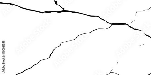  crack concrete white wall or Cement wall background.Surface cracks and fissures in ground.
