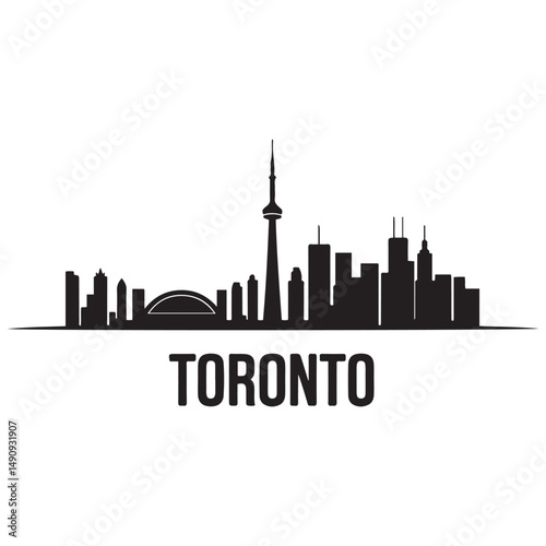 Toronto skyline horizontal banner. Black Toronto, Canada. Vector template for your design. Vector black silhouette. with white background