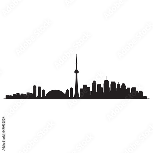 Toronto skyline horizontal banner. Black Toronto, Canada. Vector template for your design. Vector black silhouette. with white background