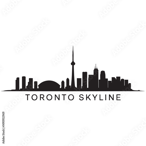 Toronto skyline horizontal banner. Black Toronto, Canada. Vector template for your design. Vector black silhouette. with white background