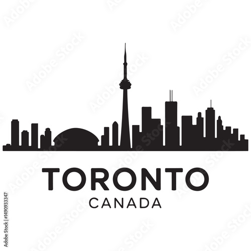Toronto skyline horizontal banner. Black Toronto, Canada. Vector template for your design. Vector black silhouette. with white background