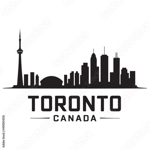 Toronto skyline horizontal banner. Black Toronto, Canada. Vector template for your design. Vector black silhouette. with white background