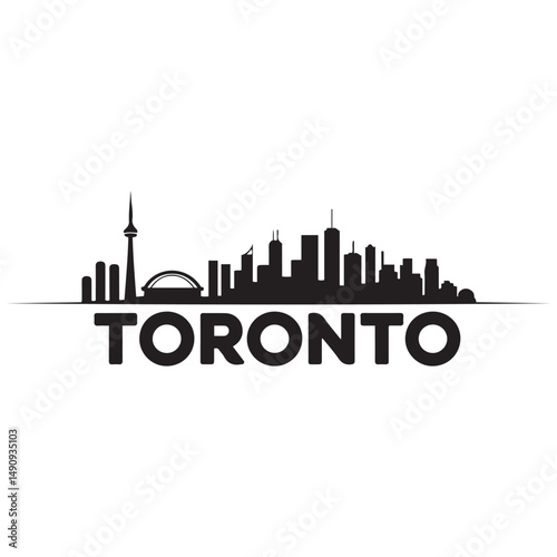 Toronto skyline horizontal banner. Black Toronto, Canada. Vector template for your design. Vector black silhouette. with white background