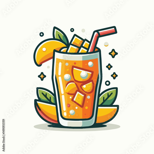 fizz, beverage, fresh, drink, mango, cocktail, orange, juice, liquid, ice, soda, sweet, fruit, refreshment, glass, cold, alcohol, lemonade, healthy, refreshing, food, summer, bar, party, mint, tropica