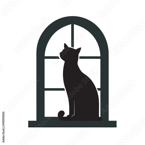 Cat Sitting On Window Silhouette