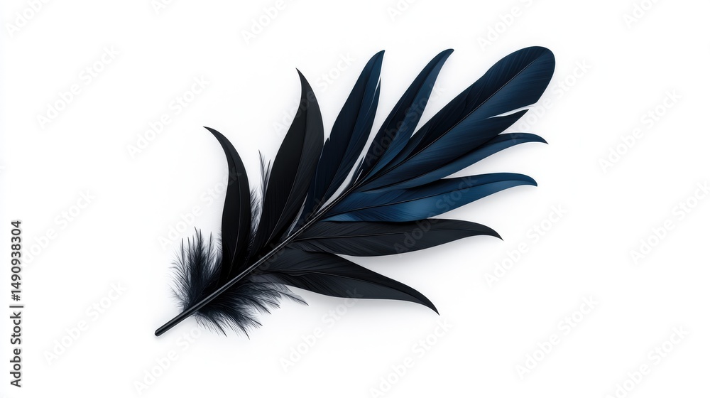Fototapeta premium Elegant black plumage on white background