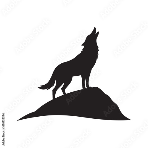 Coyote Howling On Hill Silhouette