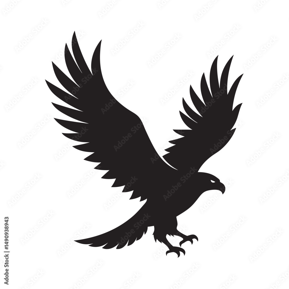 Fototapeta premium Eagle Flying In Sky Silhouette