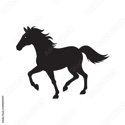 Horse Galloping Through Field Silhouette