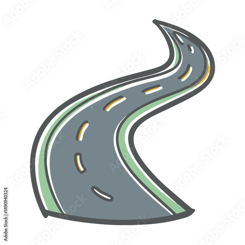 curving tarred road icon, curving tarred road vector illustration-simple illustration of curving tarred road, perfect for curving tarred road logos and icons