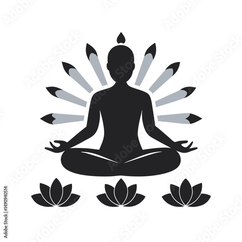 Meditation Lotus With Glow Silhouette
