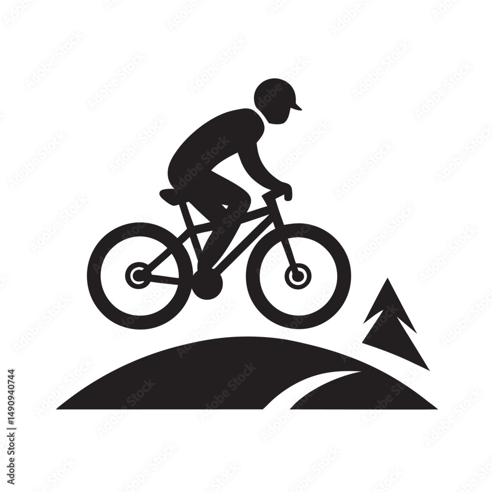 Fototapeta premium Mountain Biker On Rugged Trail