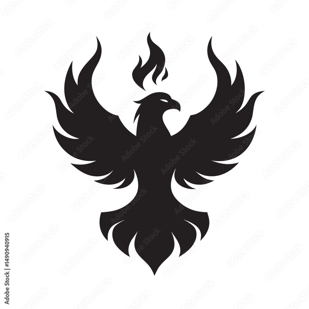 Fototapeta premium Phoenix Rising In Fire Silhouette