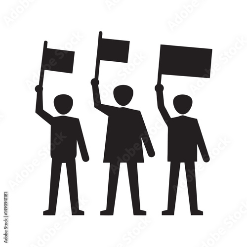 Protest Crowd Holding Signs Silhouette