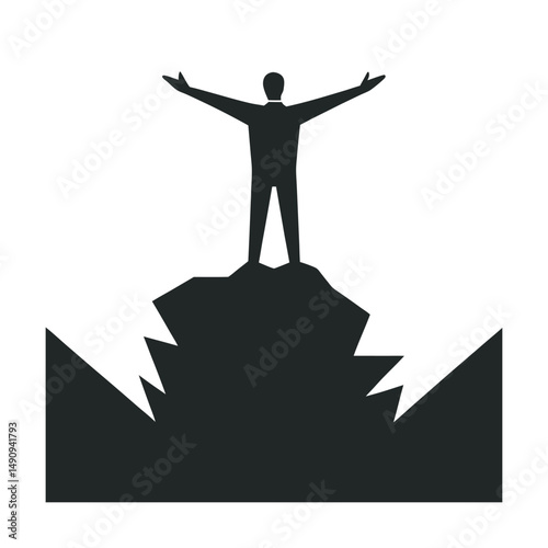 Victory Pose On High Cliff