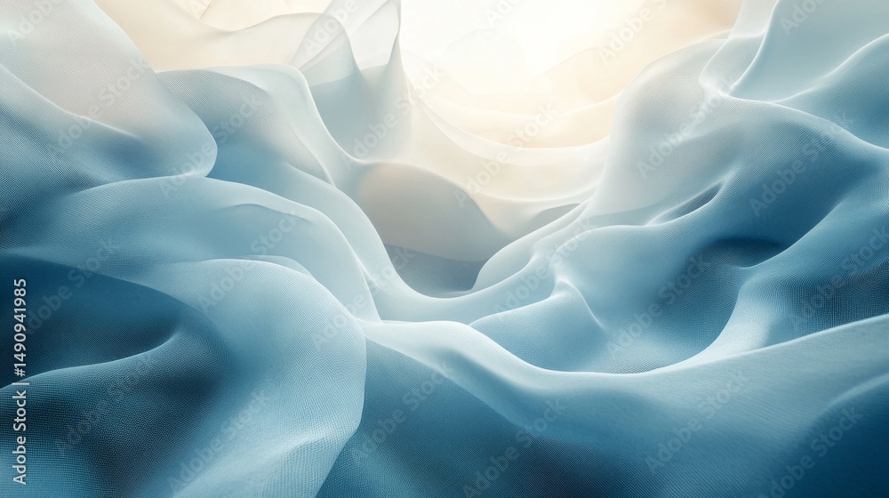 Obraz premium Light-blue fabric drapes in flowing folds.