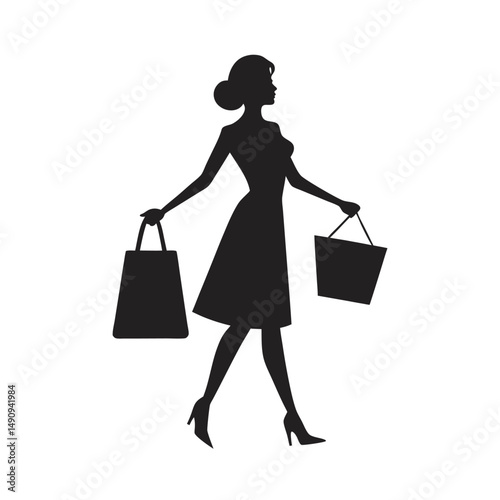 Woman Carrying Shopping Bags Silhouette