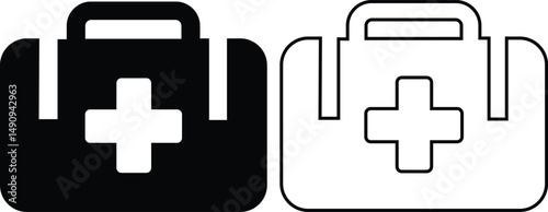 First aid kit silhouette icon vector illustration Med Kit Icon vector of black silhouette of first aid box first aid kit box First Aid Kit and Med Kit Icon Vector Design on White Background icon