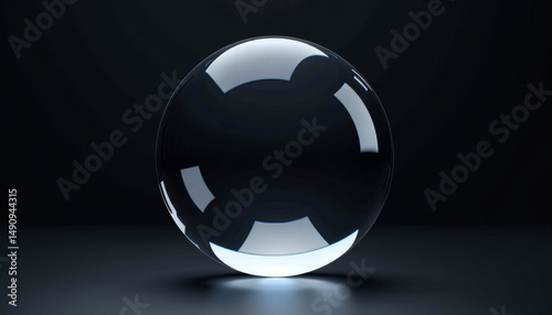 glass sphere on black background