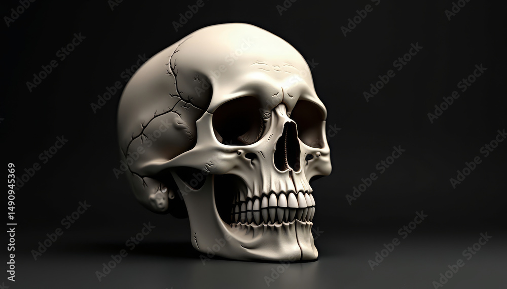 Obraz premium human skull on black background