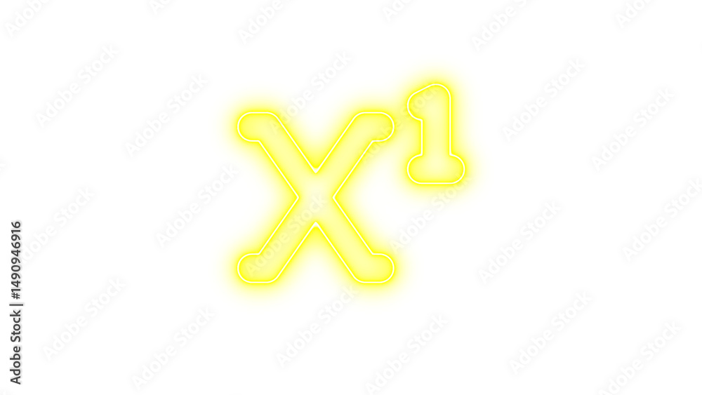 Fototapeta premium Neon Letter X with Superscript 1, Neon superscript glow with transparent background