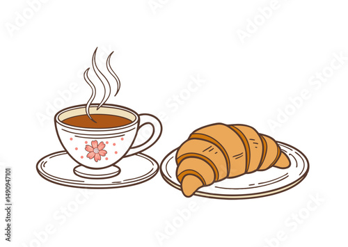 cup of coffee and croissant