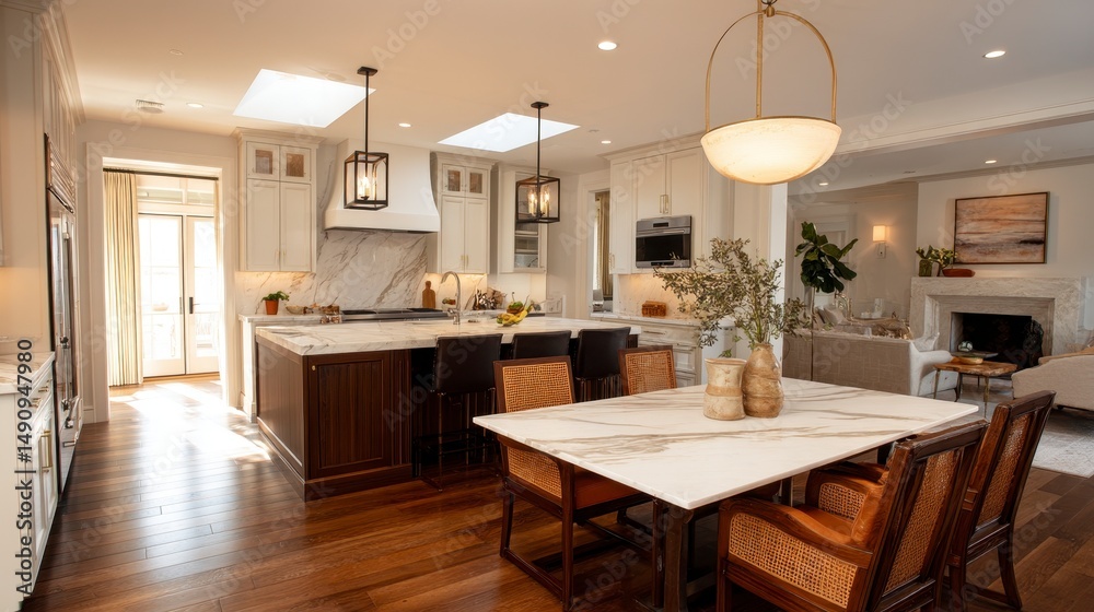 Fototapeta premium Open plan kitchen and dining area