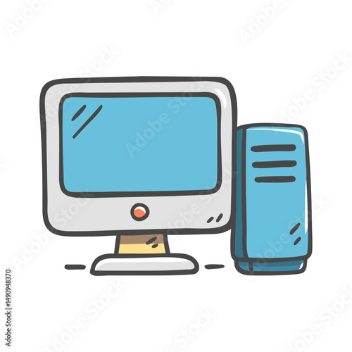 desktop pc icon, desktop pc vector illustration-simple illustration of desktop pc, perfect for desktop pc logos and icons