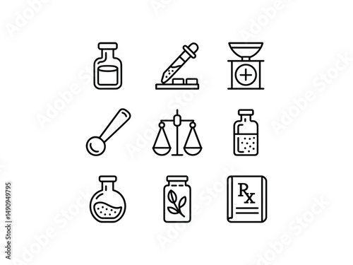 Pharmacy icons set medical healthcare drugstore symbols