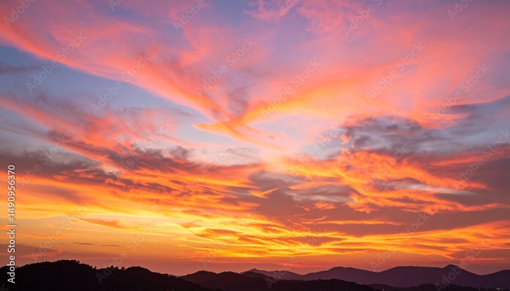 Dramatic Sunset Over Mountains. Dramatic Sunset Over Mountains.