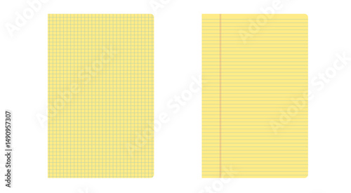 Legal pad lined papers . Notebook paper background blank. Office supply and school sheets. Student or business template for memo and notes. Empty document page. Vector illustration..