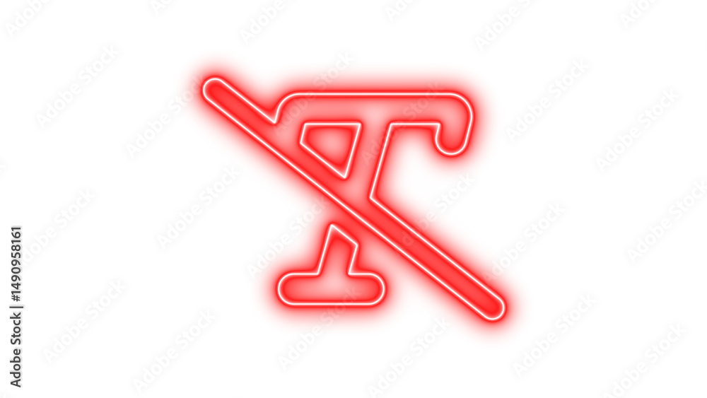 Obraz premium Neon No Text Symbol, Neon text slash icon glow with transparent background