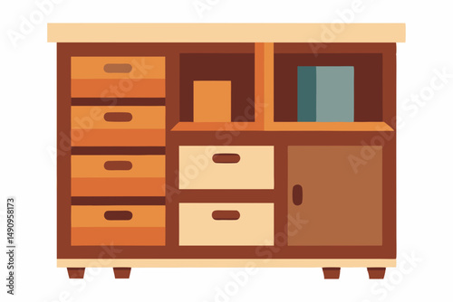 wooden cabinet isolated on white