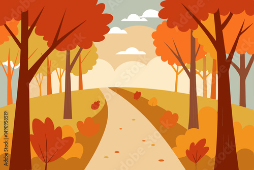 autumn landscape vector illustration