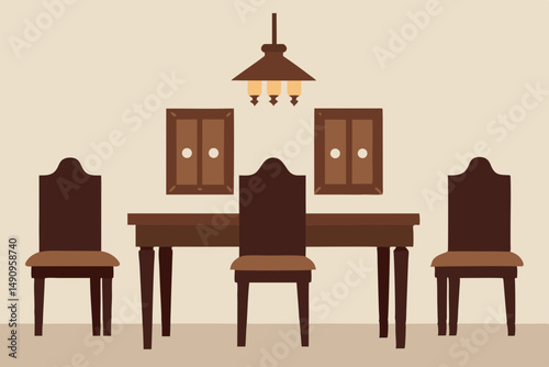 vector illustration of a dining room