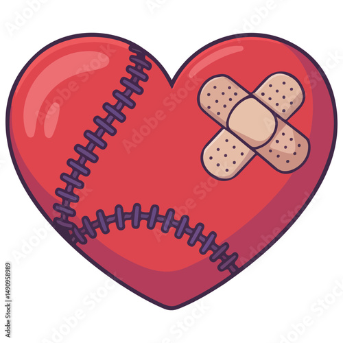 Broken heart plaster isolated vector illustration