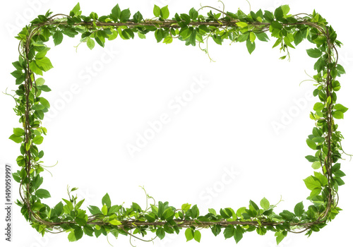 Green vine frame botanical isolated on transparent background