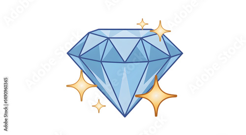 Shiny Blue Gemstone Diamond with Sparkling Stars