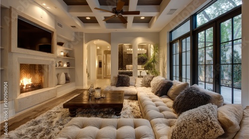 Spacious modern living room interior