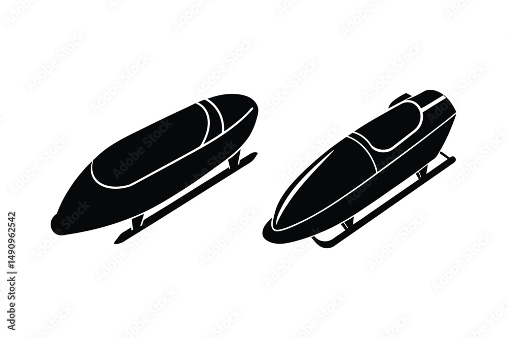 Fototapeta premium A set of bobsled silhouette vector art illustration