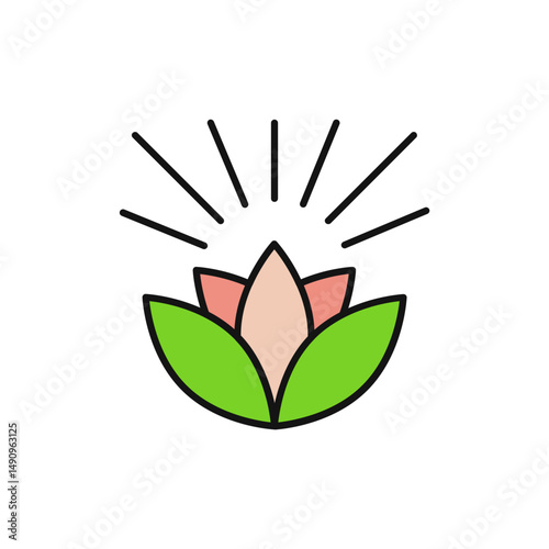 Divine Lotus Icon with Radiant Light, Enlightenment and Purity.