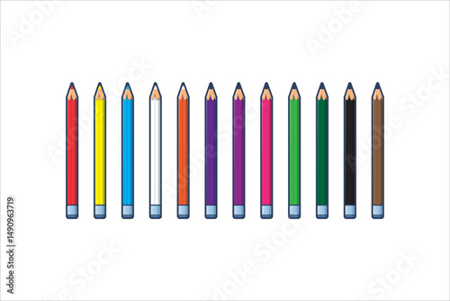 Color pencils vector on a white background.