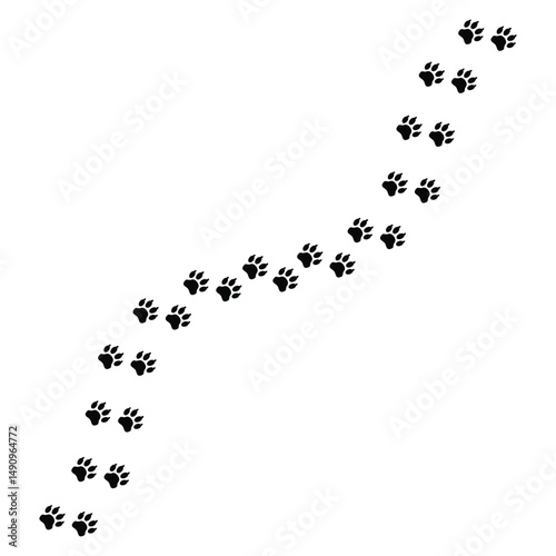 Paw Print Trail Illustration | Pet Paw Path Clipart Design
